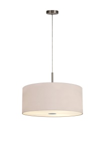 DK0546  Baymont 60cm 5 Light Pendant Satin Nickel, Nude Beige/Moonlight, Frosted Diffuser